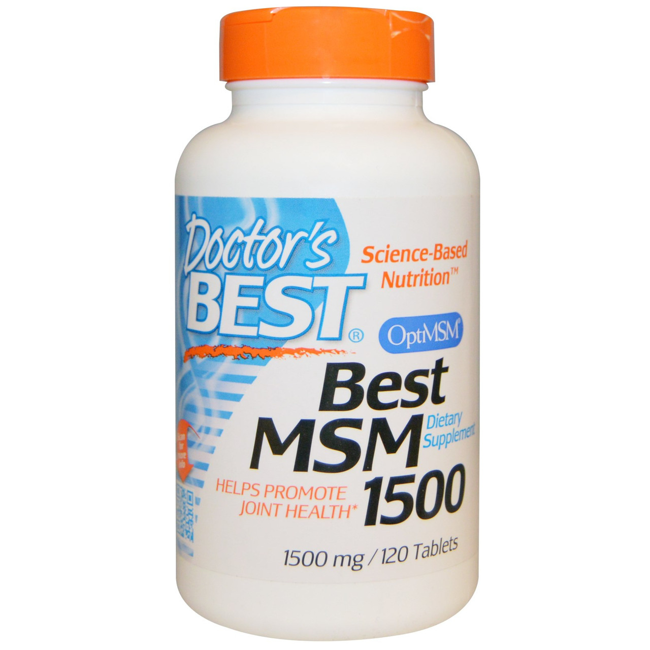 Doctor's Best, Best MSM 1500 (метилсульфонілметан), суглоби кістки нігті МСМ 1500 мг, 120 таблеток