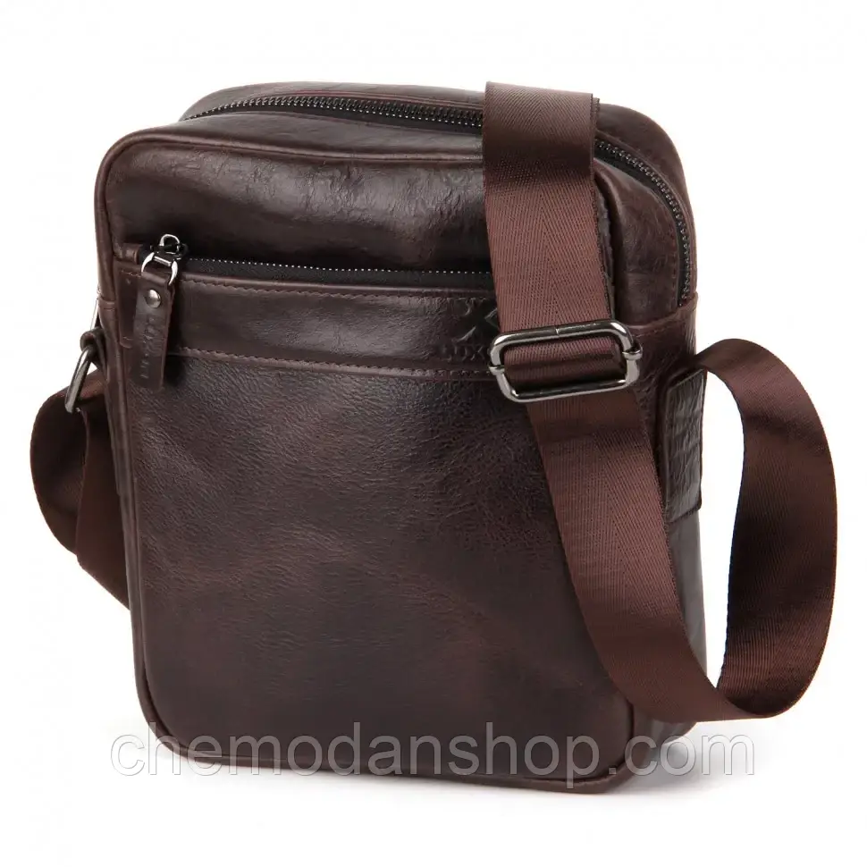 Барсетка сумка шкіряна чоловіча через плече LUXON 1506-3 коричнева