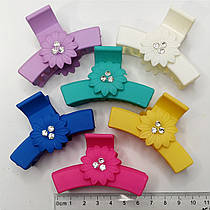 Шпилька краб для волосся "Квітка з камінням" 6 см.