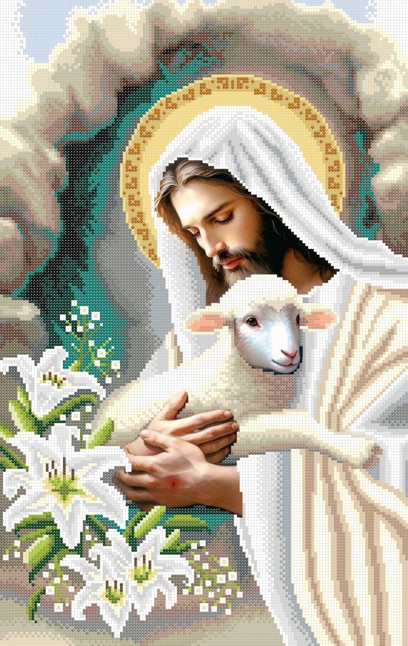 Схема для вишивки бісером,, Іісус з Ягням,,, фото 1