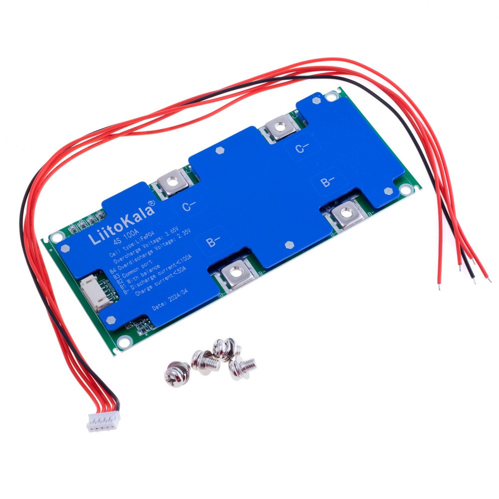 Контролер BMS 100A LiitoKala 12V 4S для АКБ LiFePO4, плата захисту з балансуванням