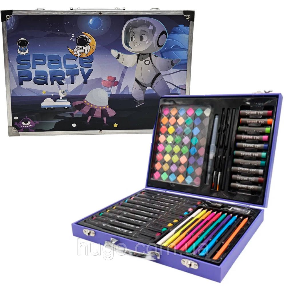 Художній набір 85 предметів у валізі, синій (ART-0340) / Набір дитячий для малювання / Дитячий набір для творчості, фото 1