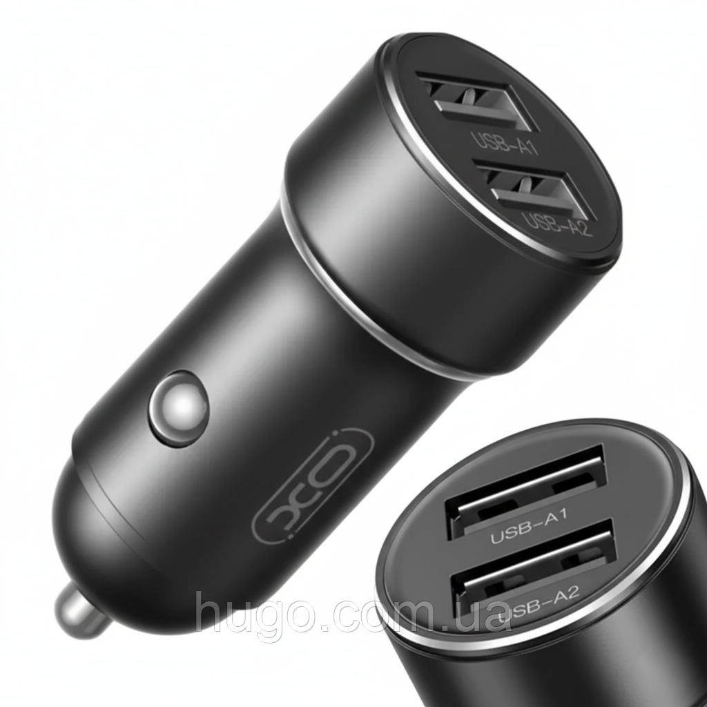 Автозарядка XO CC53, 2 USB, 2.4A / АЗУ з двома USB портами / Заряджання в прикурювач, фото 1