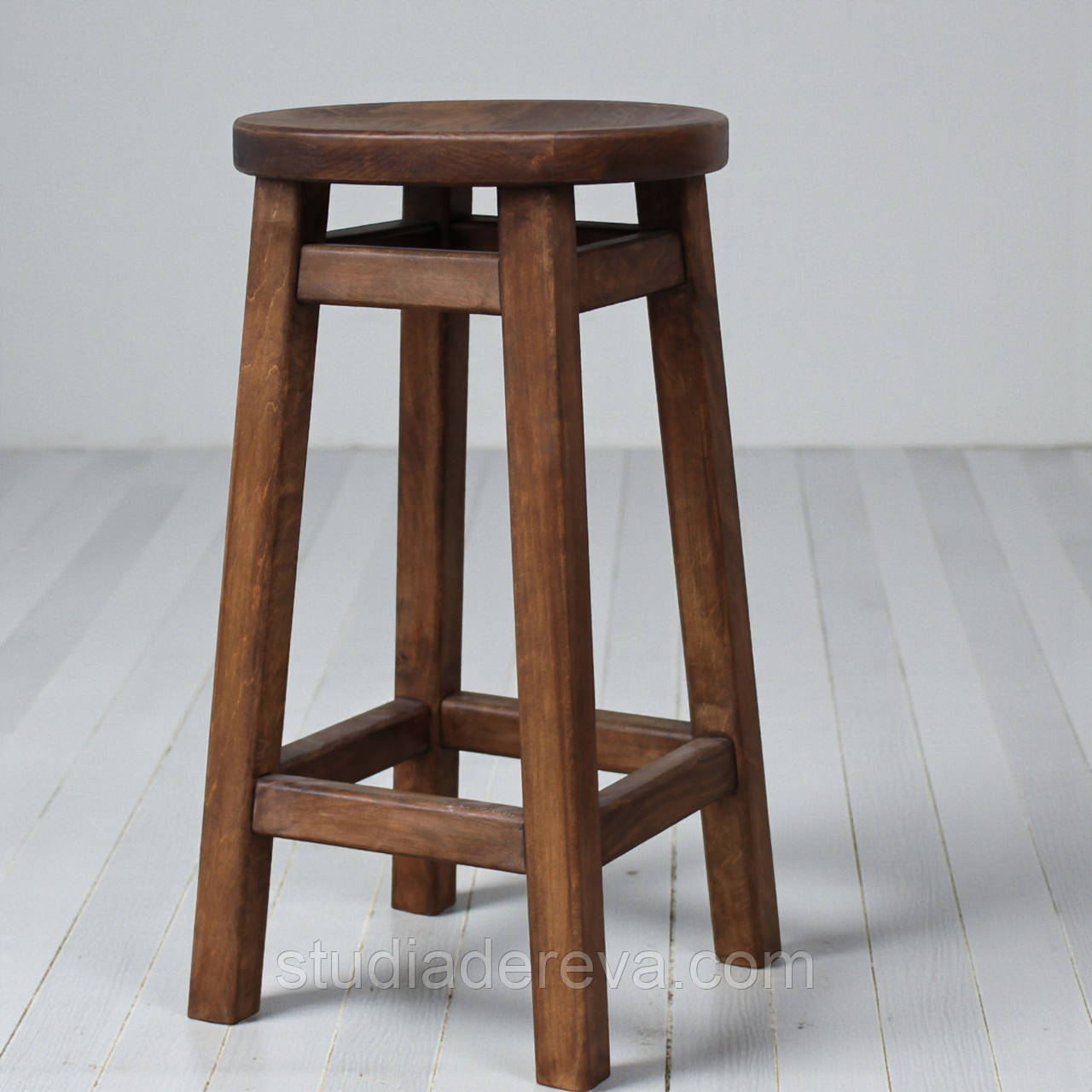 Стілець ПАБ Табурет Комфорт Високий Барний Дерев'яний з дерева Вільха Для Барної стійки, Кав'ярні або на Балкон75 см, фото 1