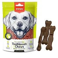 Ласощі для собак Wanpy (Ванпі) Toothbrush Chews Beef Зубна щітка зі смаком курки, 100 г