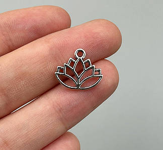 Підвіски на браслет "Лотос" / Упаковка - 10 шт. / 14*16 мм / Срібний #10