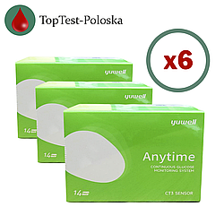 Сенсор для системи безперервного моніторингу глюкози CGM Yuwell CT 3, 6 пак.
