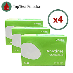 Сенсор для системи безперервного моніторингу глюкози CGM Yuwell CT 3, 4 пак.