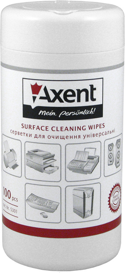 Серветки "Axent" 5301 вологі д/оргтехніки 100шт , шт, фото 1