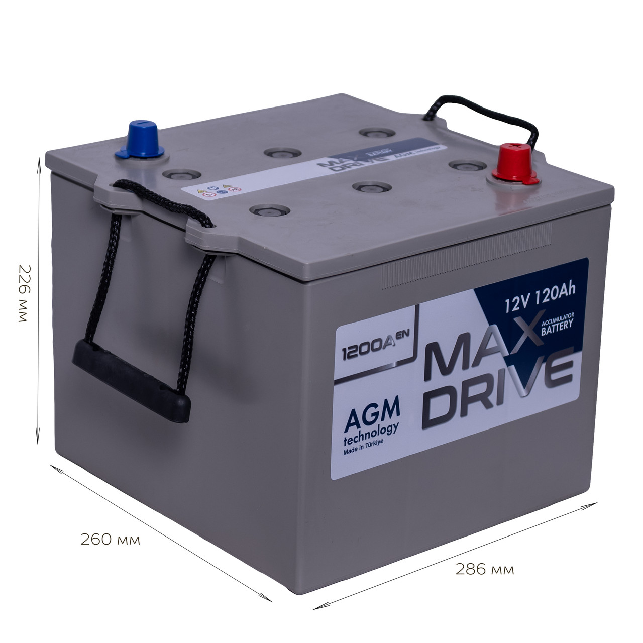 АКБ   120Ah MAX DRIVE AGM (танковий) NATO (-/+) EN1200 (284*265*224), фото 1