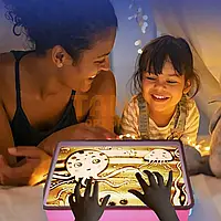 Планшет із підсвіткою для малювання піском Sand Painting дитячий набір 5в1 рожевий колір, фото 3