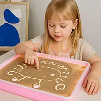 Планшет із підсвіткою для малювання піском Sand Painting дитячий набір 5в1 рожевий колір, фото 2