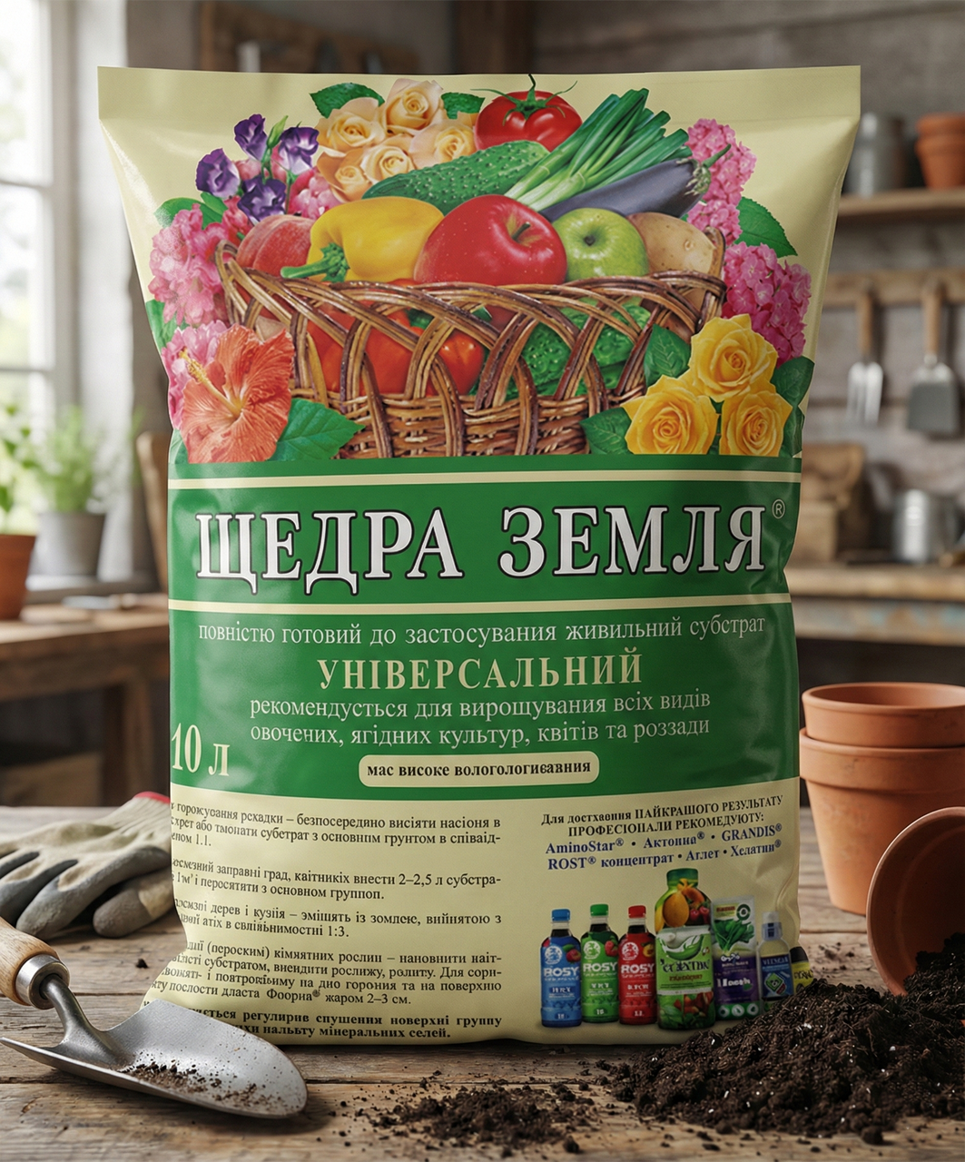 Субстрат «Щедра земля» 10 л універсальний торф’яний для насіння та розсади, ТД Кіссон, фото 1