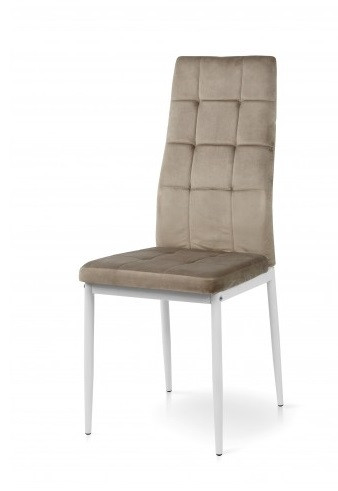 Стілець обідній м'який Айс Мікс меблі, оббивка оксамит колір  мокрий пісок  + білі ніжки