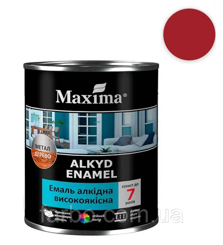 Емаль алкідна високоякісна Maxima червона 2.3кг атмосферостійка високий ступінь та стійкість блиску, фото 1