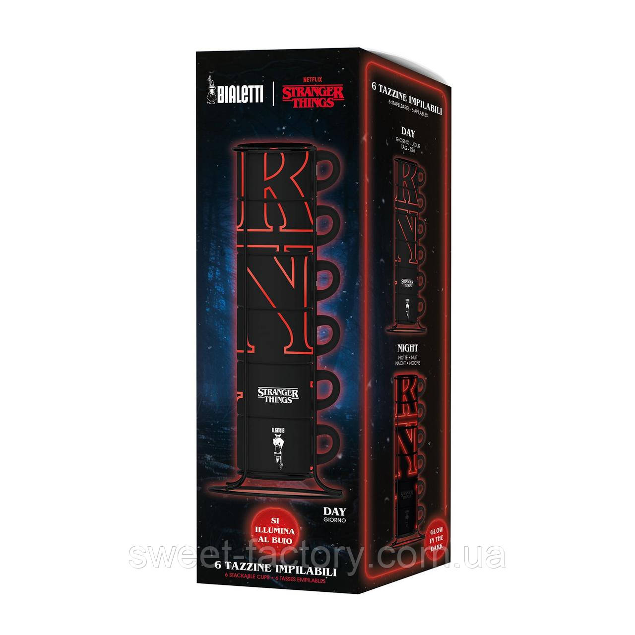 Набір чашок Bialetti Stackable Cups Stranger Things 6s 80ml, фото 1