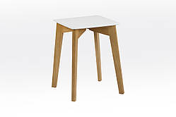 Табурет Сінгл каркас дуб/кришка біла---