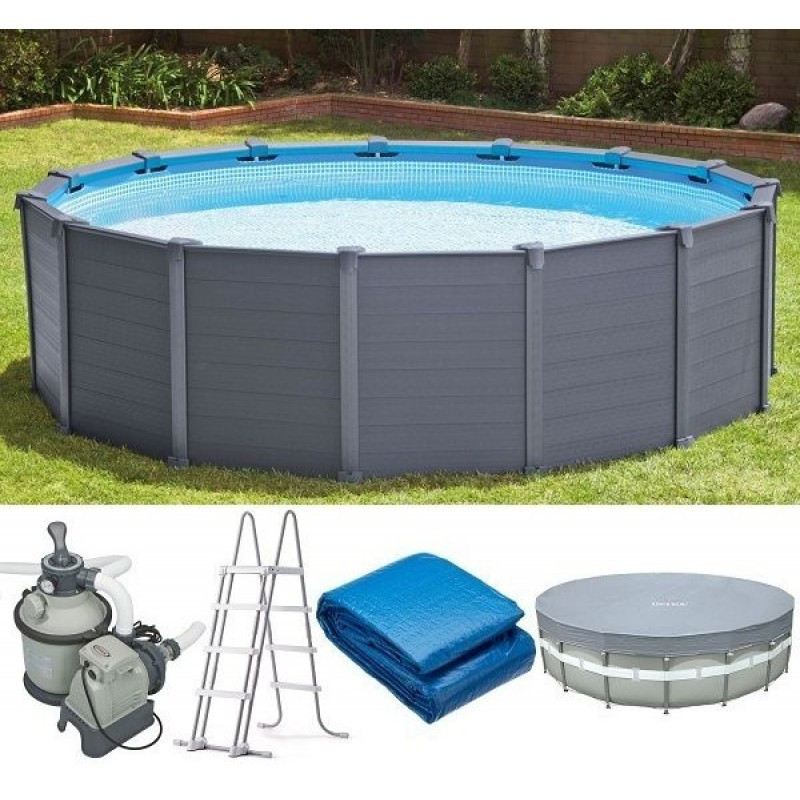 Каркасний басейн Intex 26384 GRAPHITE PANEL POOL (478Х124 см)