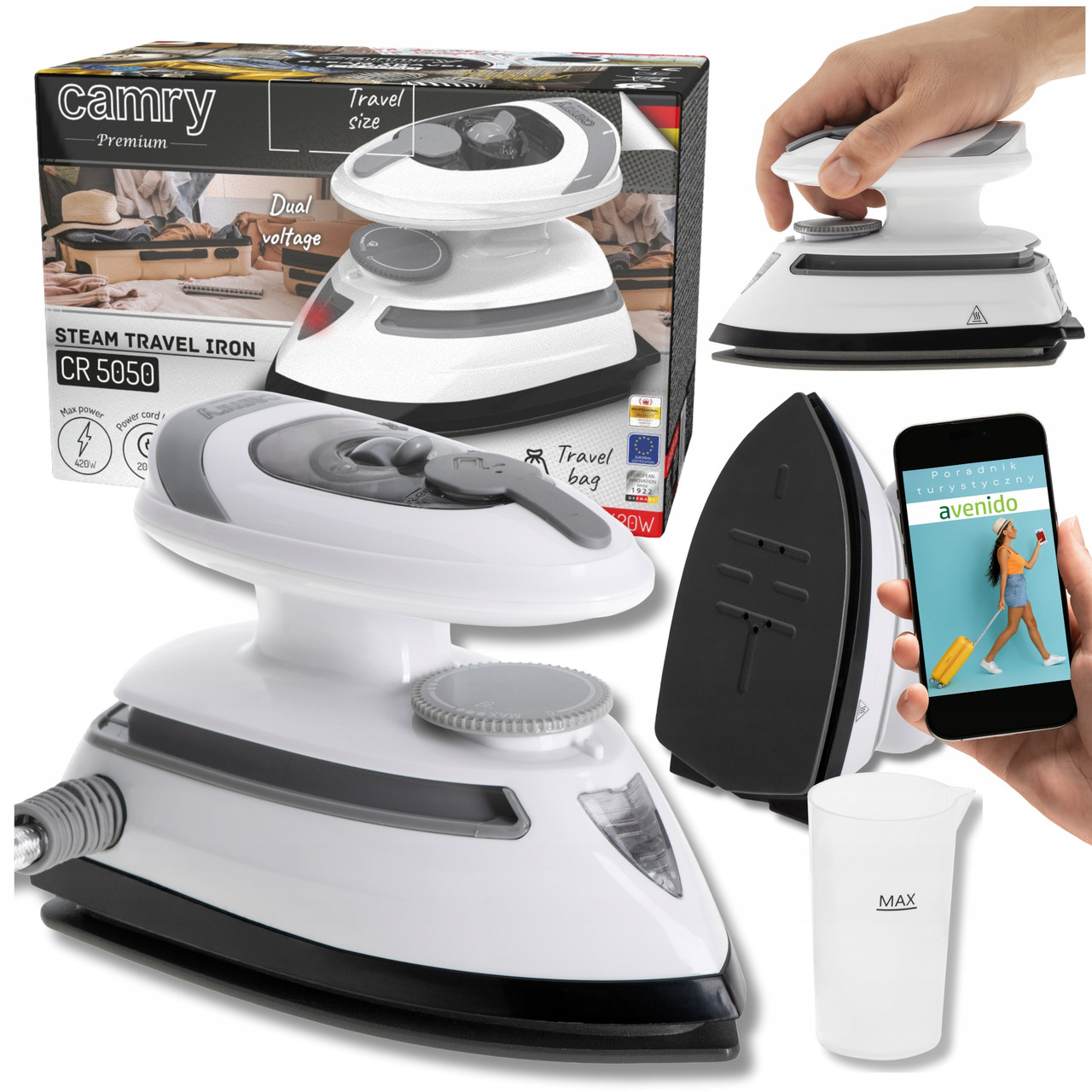 Парова праска Camry CR 5050 — 420Вт, паровий удар, керамічна підошва, вертикальне відпарювання, фото 1