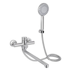 Змішувач для ванни з нержавіючої сталі з довгим гусаком Lidz Aria (NKS) 005-1 New Сатин