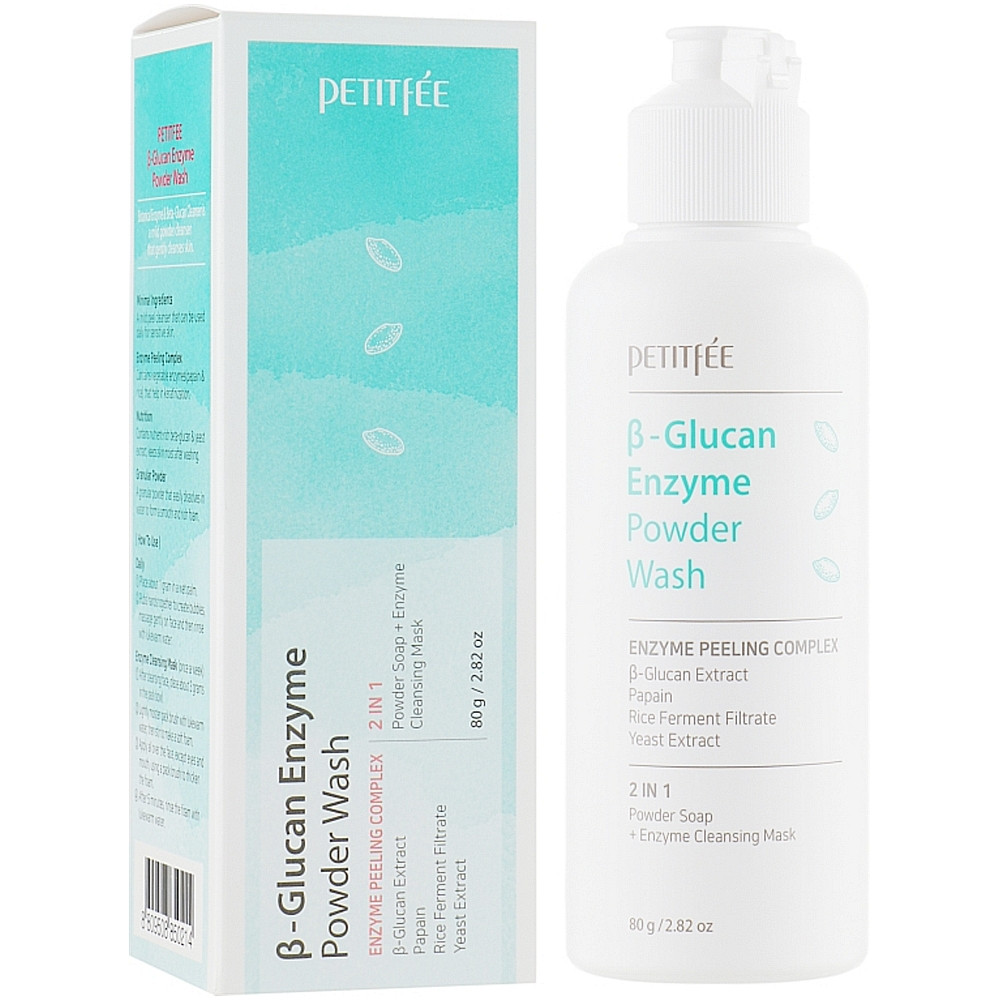 Ензимна пудра для вмивання з бета-глюканом Petitfee & Koelf Beta-Glucan Enzyme Powder Wash 80 г, фото 1