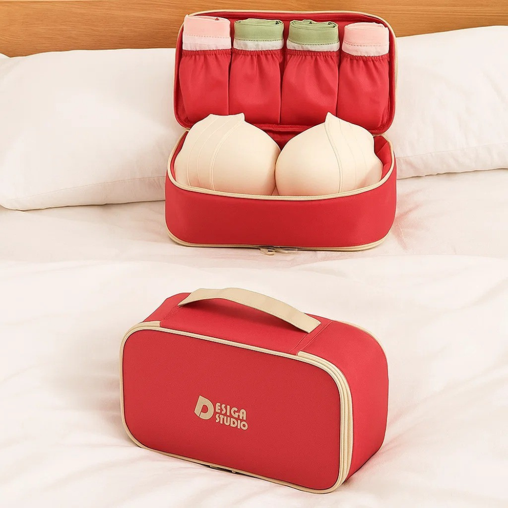 Сумочка для зберігання нижньої білизни, органайзер дорожній для подорожей, портативна сумка для білизни, червона, фото 1
