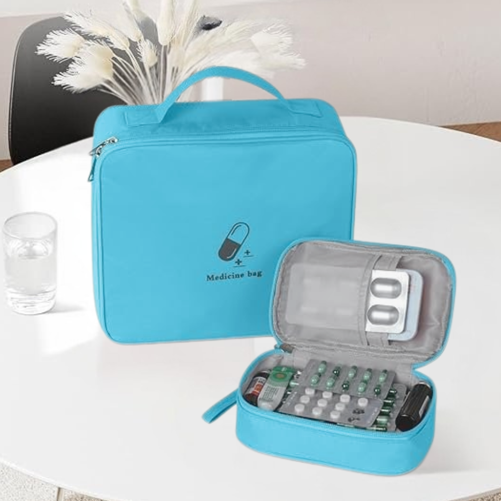 Комплект сумок для медикаментів дорожні органайзери для подорожей, аптечки для ліків, блакитна, фото 1