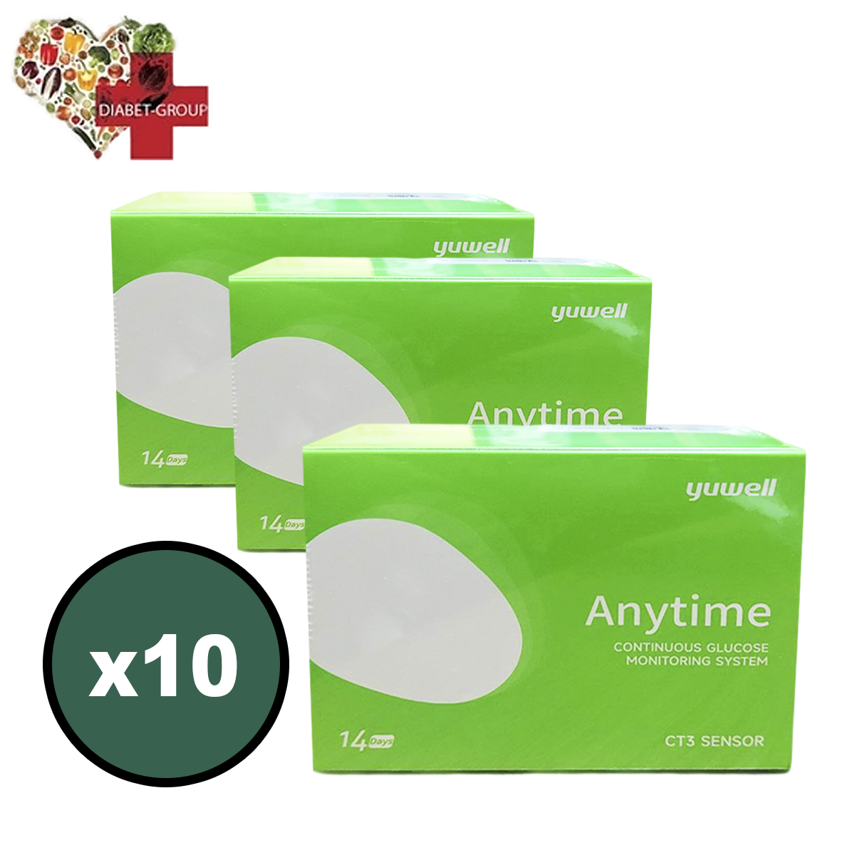 Сенсор для системи безперервного моніторингу глюкози CGM Yuwell CT 3, 10 пак.