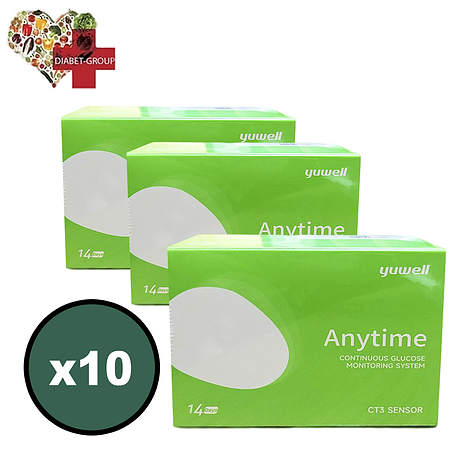 Сенсор для системи безперервного моніторингу глюкози CGM Yuwell CT 3, 10 пак., фото 1