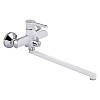 Змішувач для ванни латунний з довгим виливом Qtap Grand WCR 005 Білий-Хром, фото 3