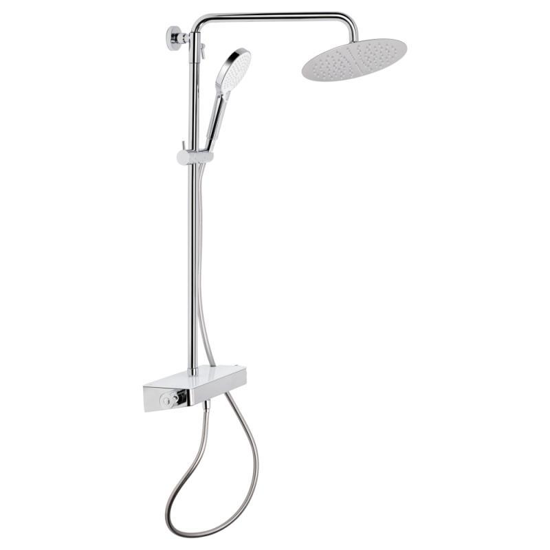 Душова система термостатична з полицею та верхнім тропічним душем Qtap Sloup 57T105VOGC Хром/Білий, фото 1