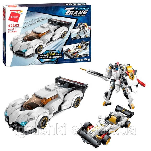 Конструктор Qman "Робот + 2 машинки, 3 в 1", 428 деталей, фото 1