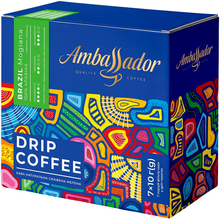 Кава мелена Дріп-пакет Ambassador Brazil Mogiana 7шт х 10г, фото 1