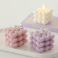 Силіконова форма молд для виготовлення свічок "Куб сердце"