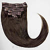 Натуральне Європейське Волосся на Заколках 60 см 120 грам, Шоколад №02, фото 6