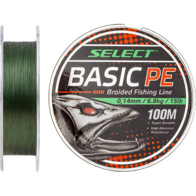 Шнур Select Basic PE 100m Dark Green 0.12mm 12lb/5.6kg (1870.27.61) для спінінгової риболовлі, матеріал PE, фото 1