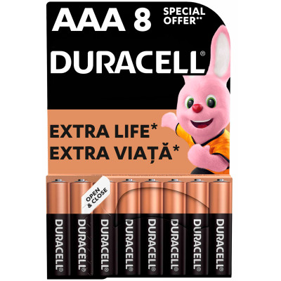 Батарейка Duracell AAA лужні 8 шт. в упаковці (5000394203341 / 81480364), фото 1