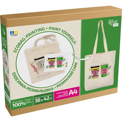 Набір для творчості Rosa Talent екосумка-розмальовка, Coffee Time 38х42 см (4823098544616), фото 1