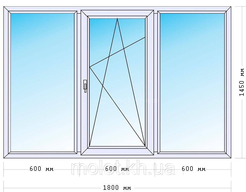 Металлопластиковое окно с одной створкой в 16-ти этажный дом - фото 2 - id-p481612535