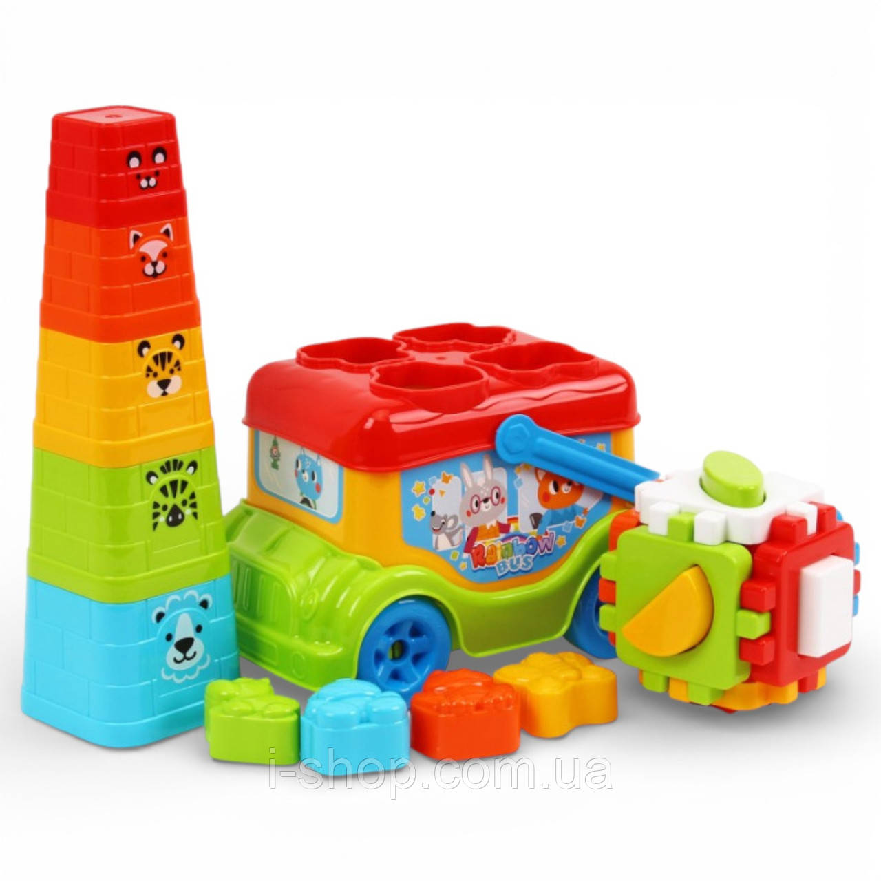 Розвиваюча іграшка автобус для малюків Технок яскравий сортер транспорт для навчання та ігор Україна, фото 1