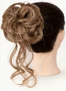 Шиньйон - пучок для волосся з пасмами на крабі холодний русявий термоволокно 30*11 см, фото 1