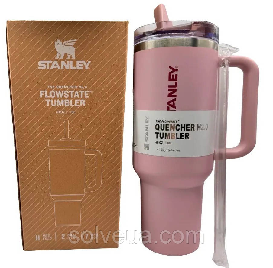 Термос термочашка Stanley Quencher ProTour Flip Straw Tumbler з нержавіючої сталі 1,18 л pastel pink KT7001959 solve, фото 1