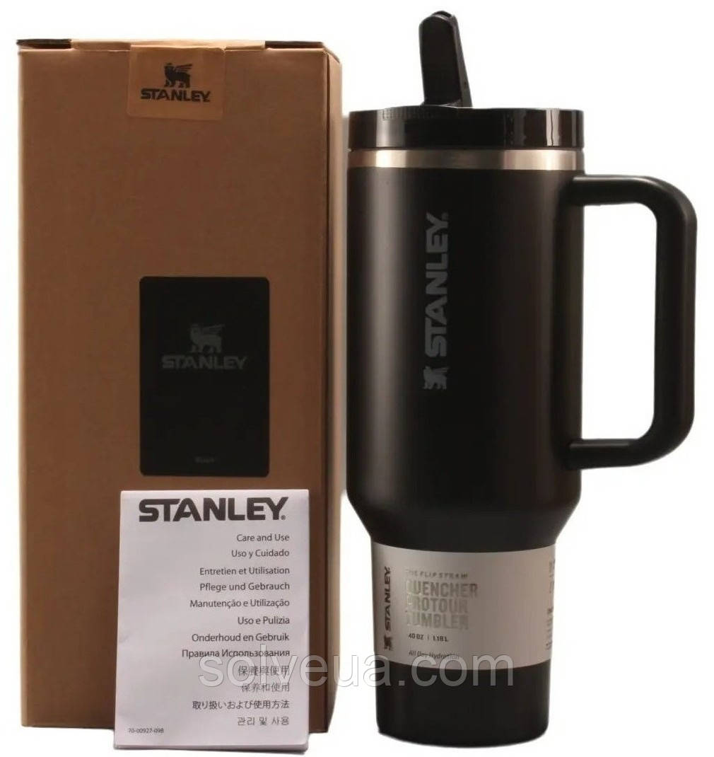 Термос термочашка Stanley Quencher ProTour Flip Straw Tumbler з нержавіючої сталі Black 2.0   1,18 л KT6007870-C16-Уцінка solve, фото 1