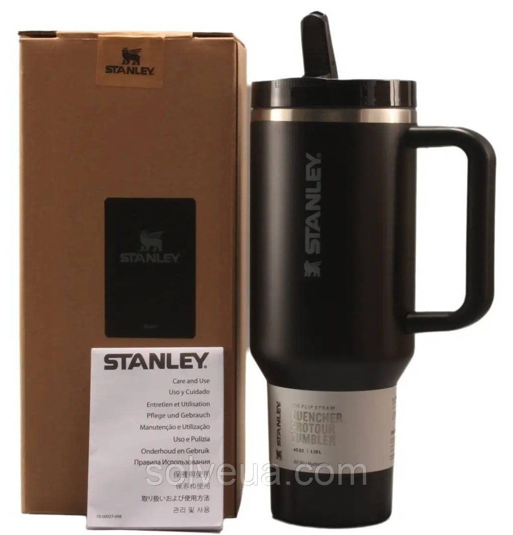 Термос термочашка Stanley Quencher ProTour Flip Straw Tumbler з нержавіючої сталі Black 2.0  1,18 л KT6007870-C4-Уцінка solve, фото 1