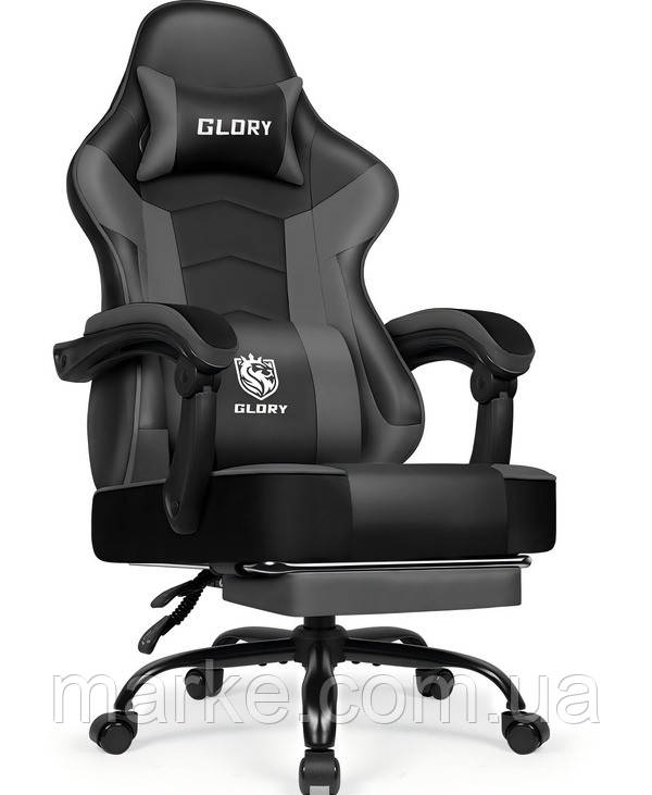 Геймерське крісло з підставкою для ніг Bonro Glory DC-203 сіре