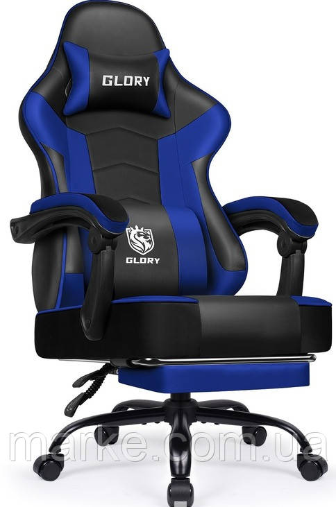Геймерське крісло з підставкою для ніг Bonro Glory DC-203 синє