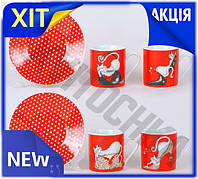 KV Набор для эспрессо Smart Model Bona Crystal Модная кошка 2 чашки 80мл и 2 блюдца фарфоровые для коф 99/KVI