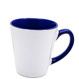 Чашка для сублімації кольорова всередині та ручка Latte 350 мл (кобальт)