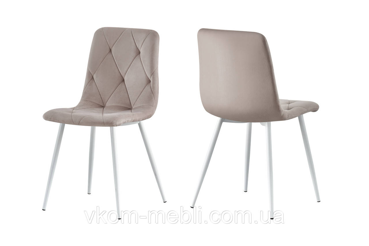 Стілець кухонний Меморі білий/ велюр бежевий, фото 1