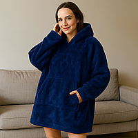 Толстовка-плед з капюшоном HUGGLE HOODIE універсальний розмір Синій (509)